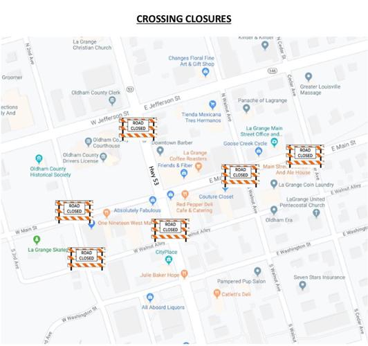 la grange railroad crossings closure map
