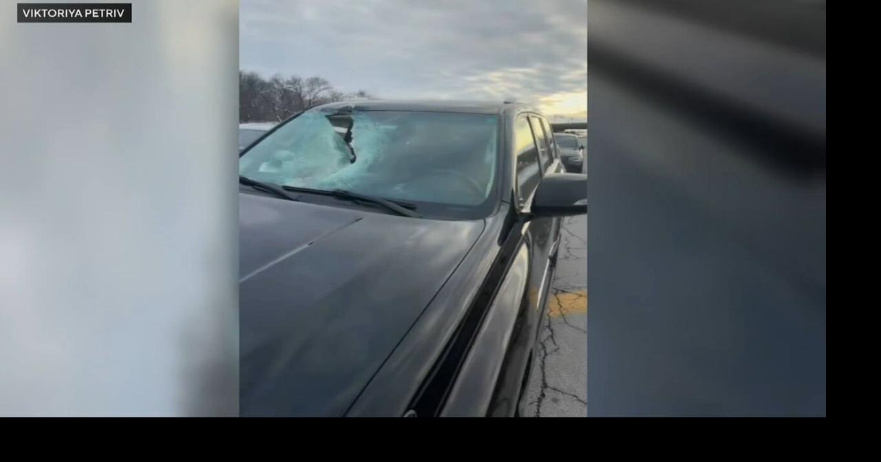 Driver says a massive chunk of concrete fell while she was going down ...