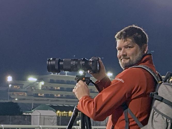 WDRB Photojournalist Tom Round at the Churchill Downs Backside on May 2, 2022