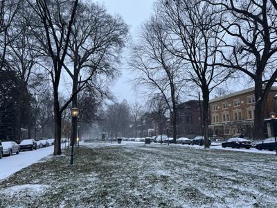 Snow 4th street in downtown Louisville on 1.24.26