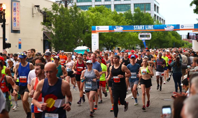 Marathon race starts on Main Street.JPG