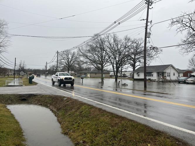 Front yards flooded at homes near Highway 44 in Bullitt County on Jan. 3, 2023
