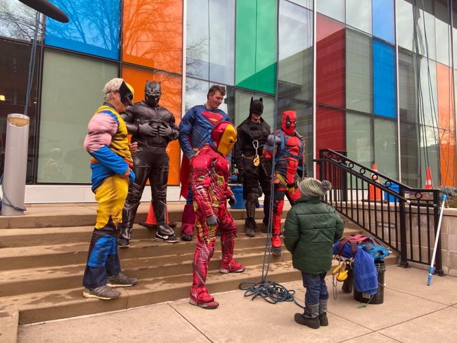 Superhero window washers at Norton Children's Hospital - Feb. 3, 2020