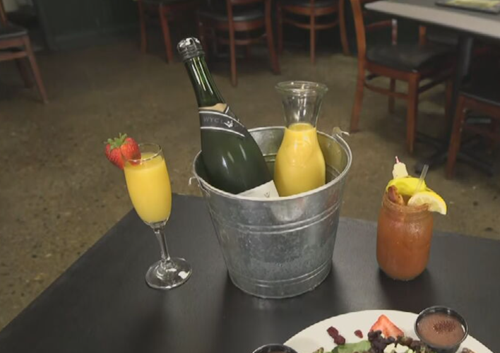 Bucket of mimosas at Highland Morning