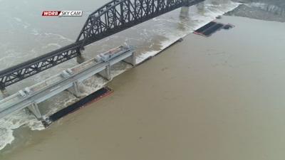 Sky Cam view of damaged coal barges