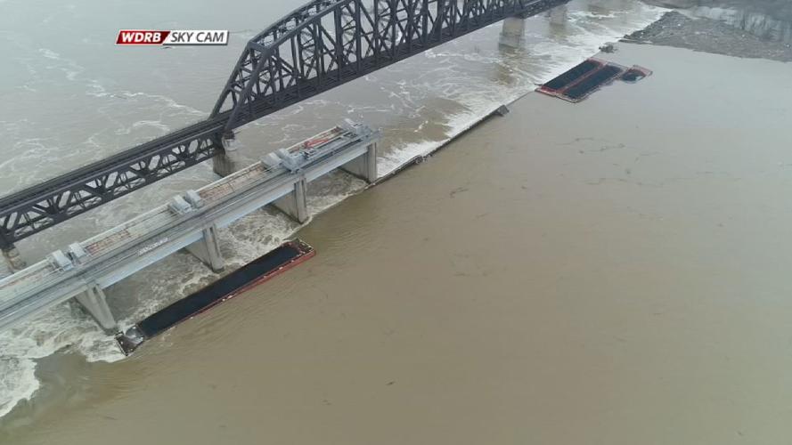 Sky Cam view of damaged coal barges