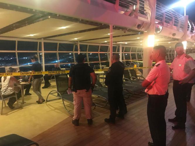 Crime scene tape after 1-year-old Chloe Wiegand falls from cruise ship in July 2019