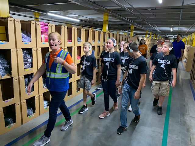 STEM students touring Amazon