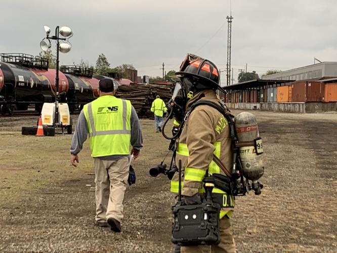 Law enforcement takes part in train derailment response training provided by Norfolk Southern