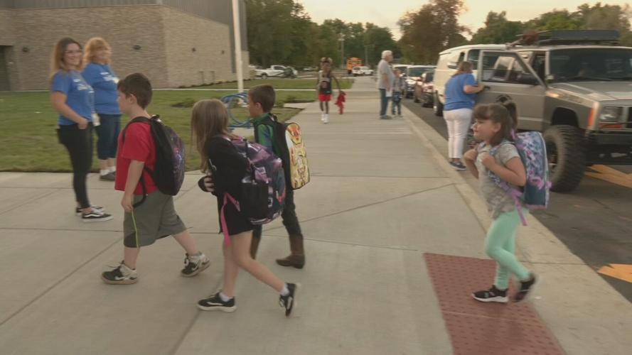 Students arrive at Wilkerson Elementary School