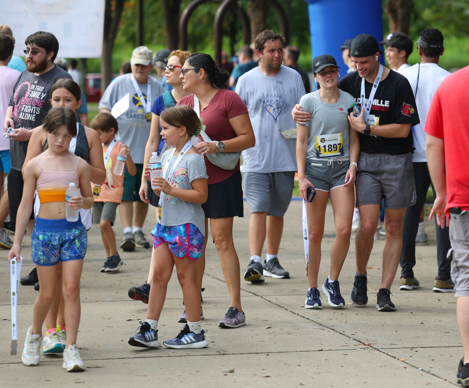 Crowd gathers at the finish line of Race to Cure Sarcoma.JPG