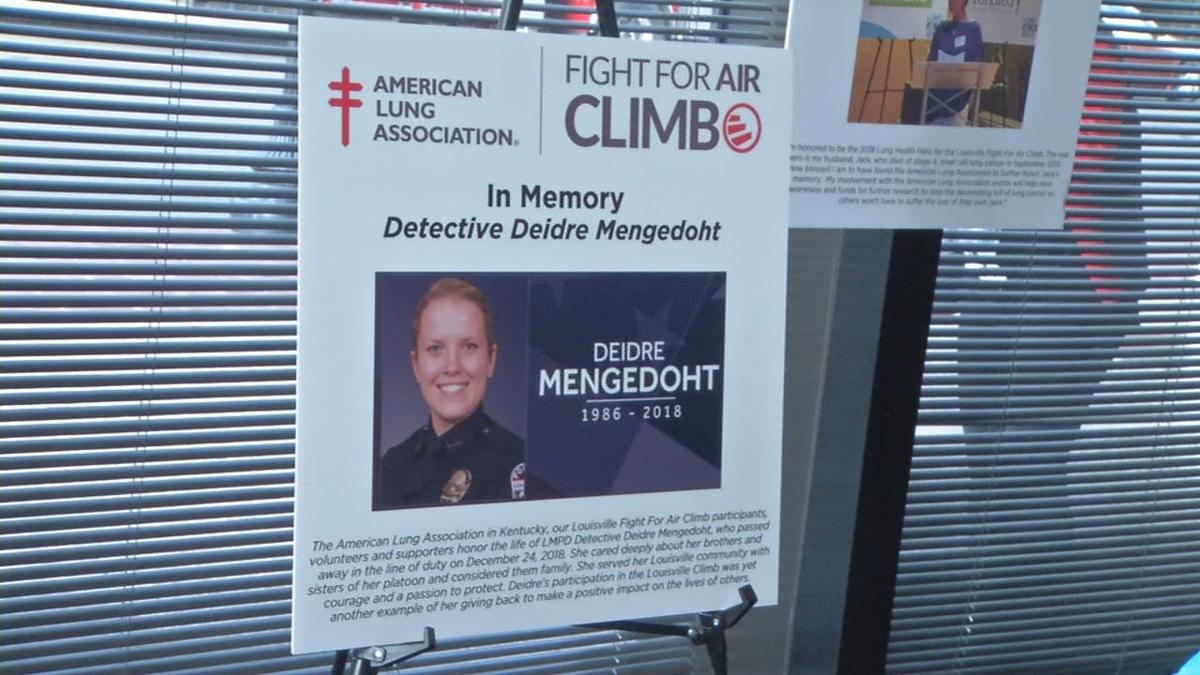 Family of Det Deidre Mengedoht participate in Fight for Air Climb in
