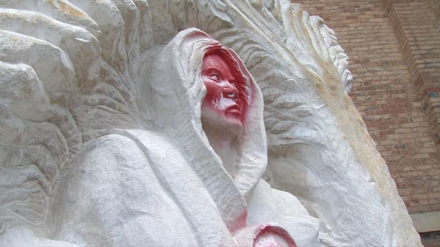 Statue of Lucy Higgs Nichols vandalized, July 3, 2020