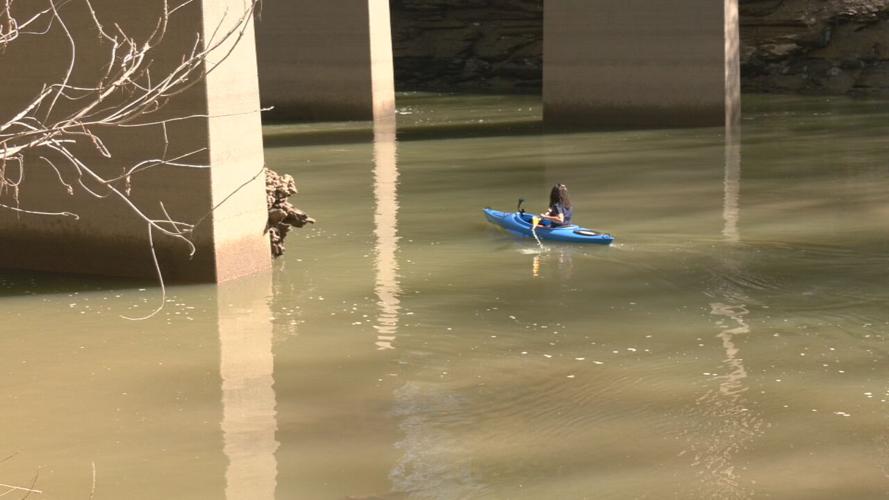 Kayaker in Silver Creek near new boat landing in New Albany