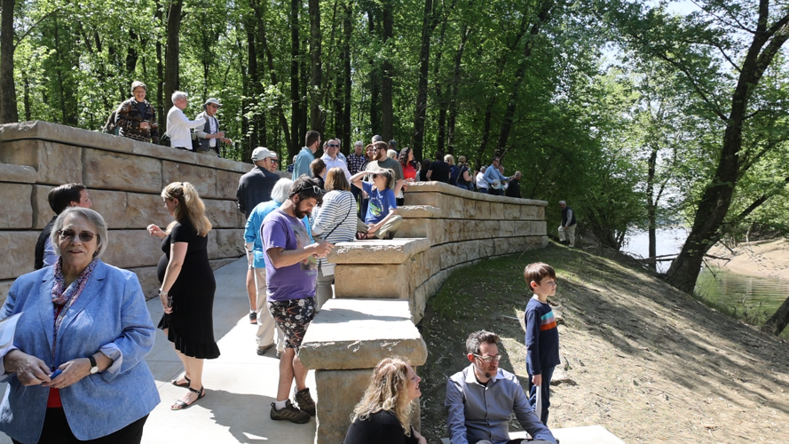 People look at kayak ramp