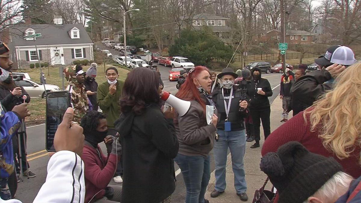Protesters gather outside Mitch McConnell's home 1-02-21