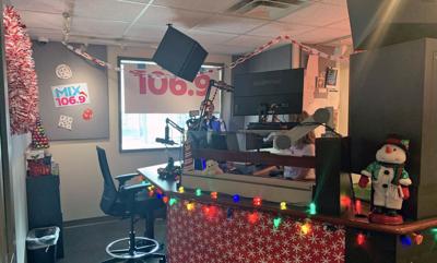 The MIX 106.9 studio on Nov. 1, 2022, as Christmas music is being played.