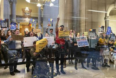 LGBTQ Education Indiana - Protesters - AP  3-22-2023