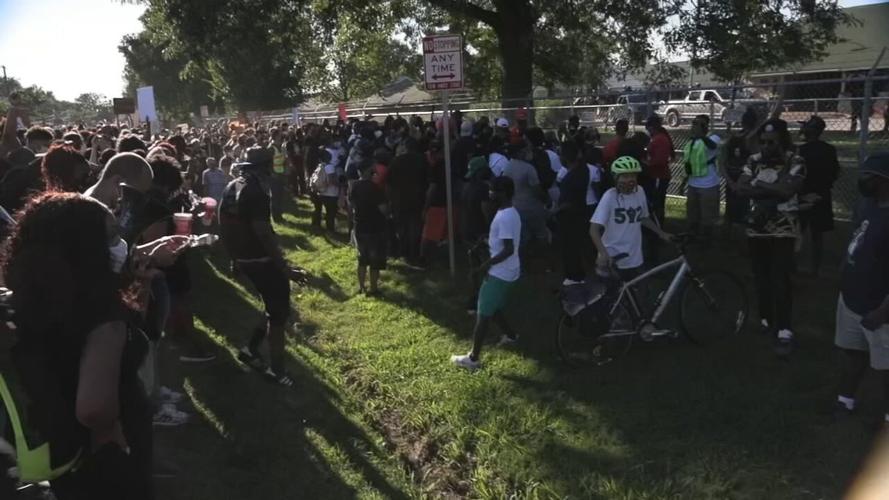 Protesters gathered outside Churchill Downs on Derby day