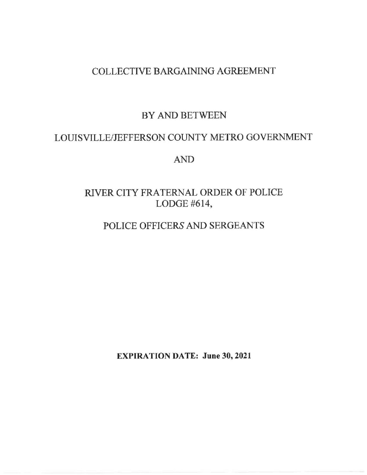 CBA for FOP Police Officers and Sergeants (Oct. 2020 - Jun. 2021)