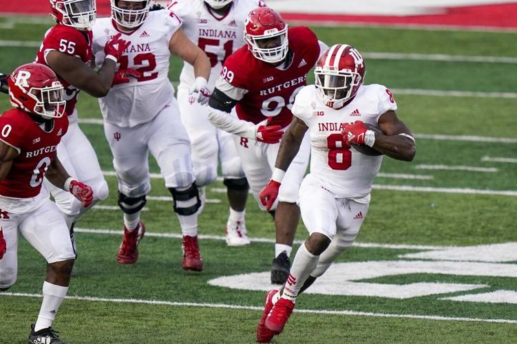 Indiana running back Stevie Scott III (8) carries during the second quarter of the team's NCAA college football game against Rutgers
