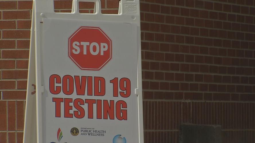 A COVID-19 testing site at Fairdale High School