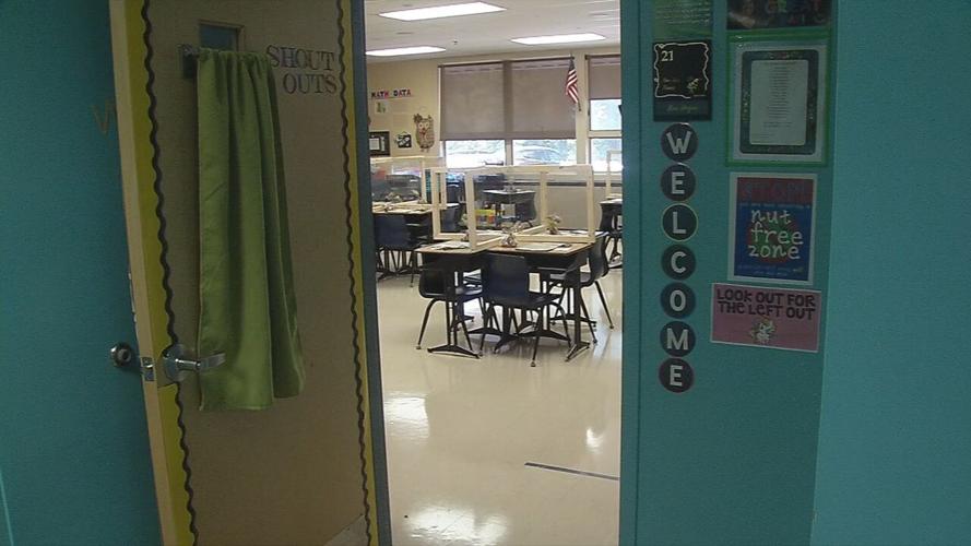 Indiana classroom with COVID-19 protections