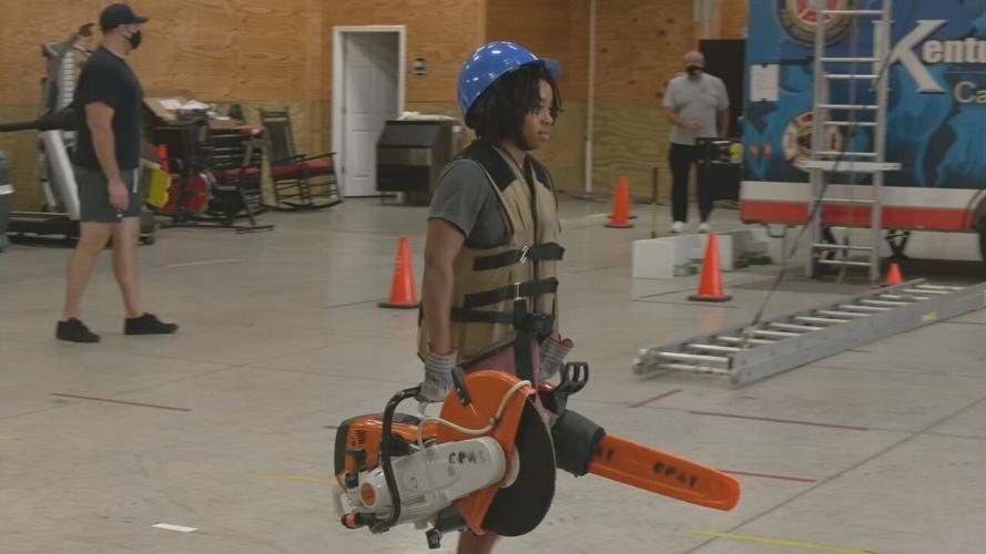 Prospective firefighters take physical agility test in Louisville on Oct. 12, 2021