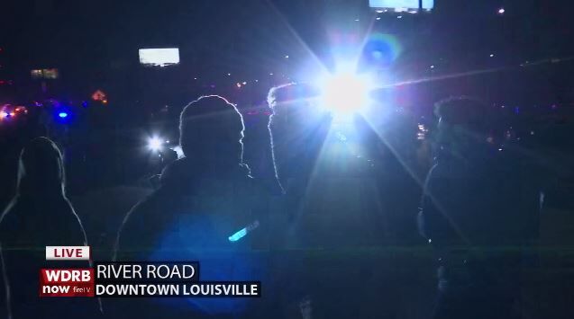 Protesters on River Road on March 13, 2021