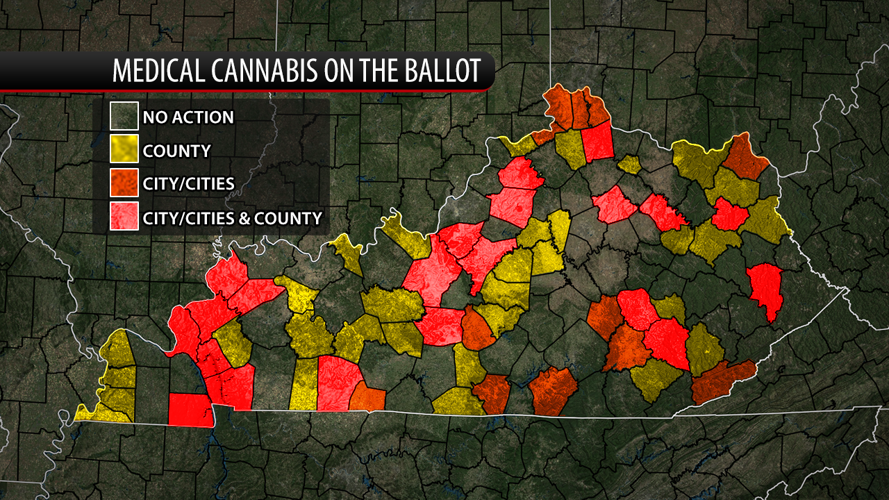 Kentucky map of medical cannabis on the ballot - 10.17.24