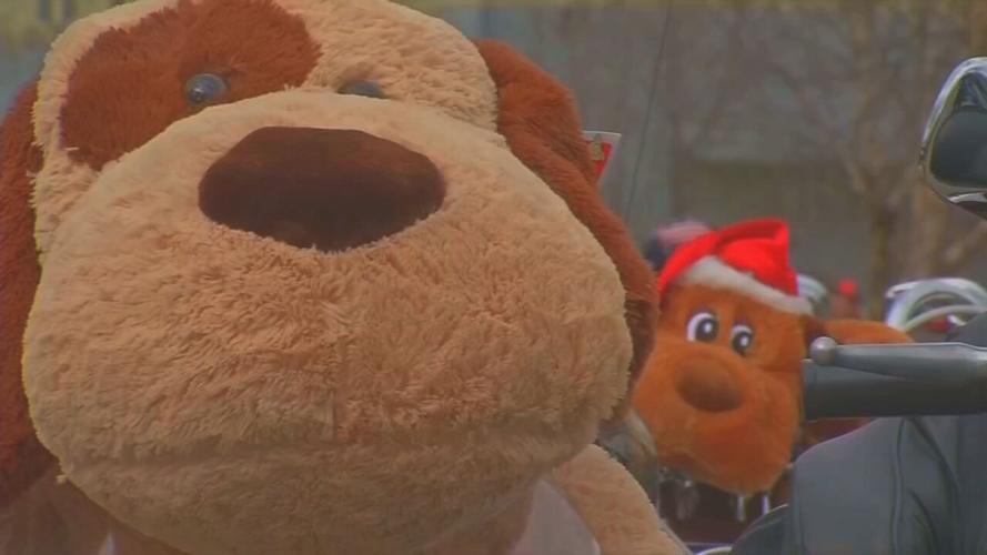 Stuffed animals on Toys for Tots Motorcycle Run
