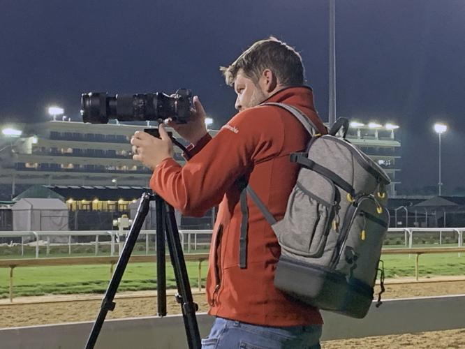 WDRB Photojournalist Tom Round at the Churchill Downs Backside on May 2, 2022