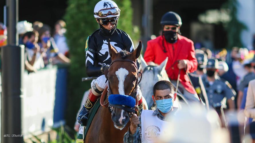 Jockey John Velasquez aboard Kentucky Derby 146 winner Authentic