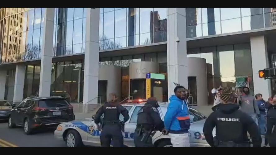 Louisville Metro Police arrest Montez Jones during a protest