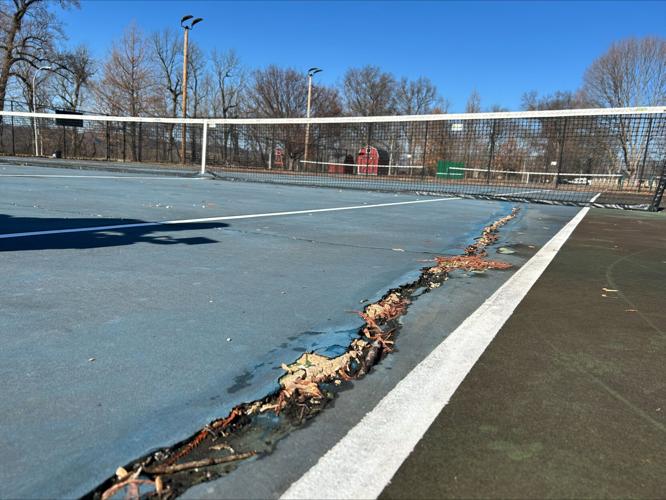 Tennis courts in disrepair
