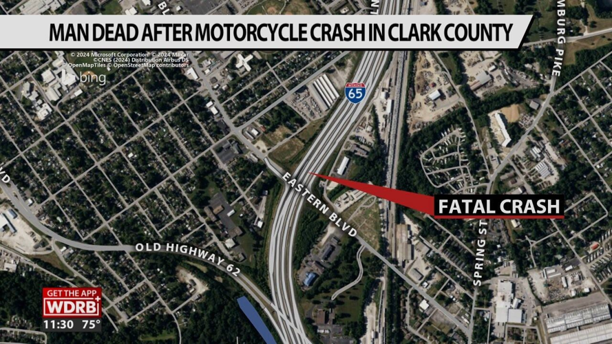 Map showing location of fatal motorcycle crash in southern Indiana