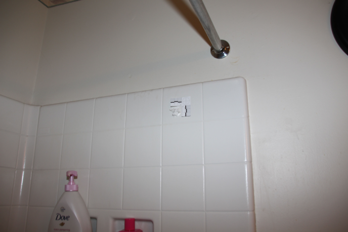 Bullet hole in Breonna Taylor's shower