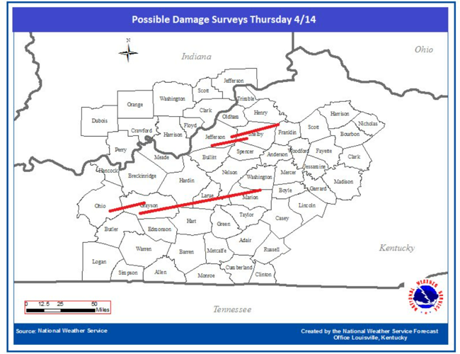 National Weather Service possible damage surveys for Thursday, April 14, 2022