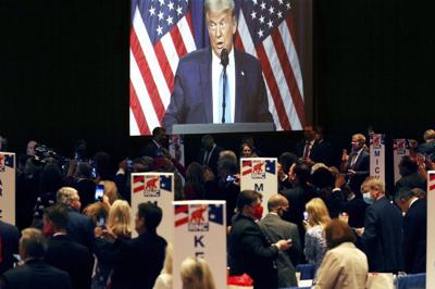 Trump on screen at RNC on 8-24-20