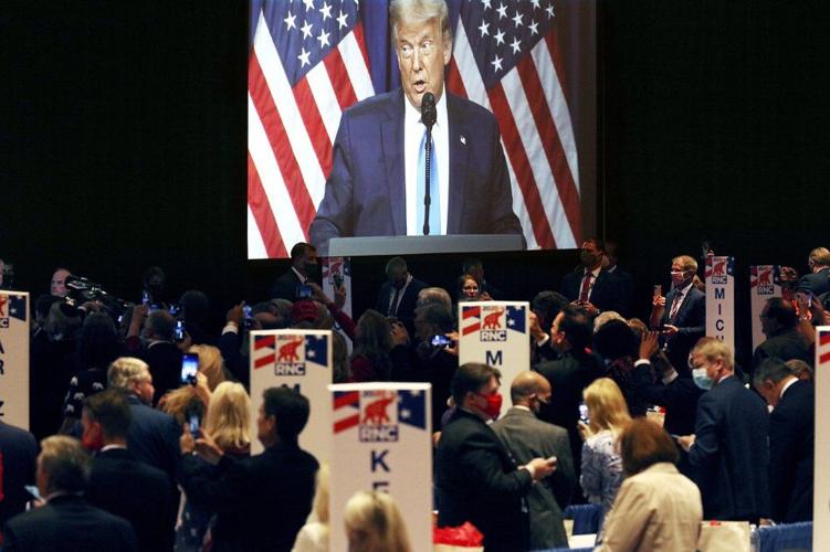 Trump on screen at RNC on 8-24-20