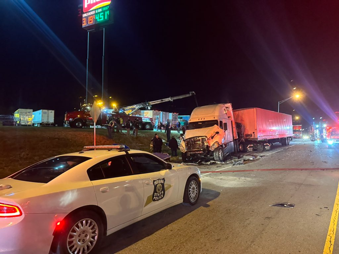 Picture of semi crash on I-65 ramp in southern Indiana