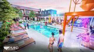 Rendering of pool area of Baxter Avenue hotel