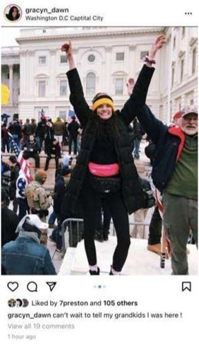 Gracyn Courtright-Instagram post at Capitol-FBI documents.JPG