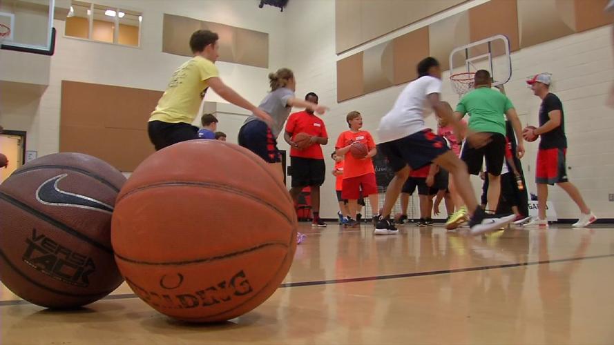 Drills at Luke Hancock's basketball camp
