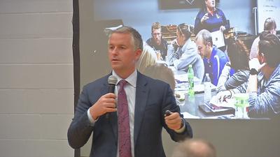 Nelson County Schools Superintendent Wes Bradley speaks during a community meeting