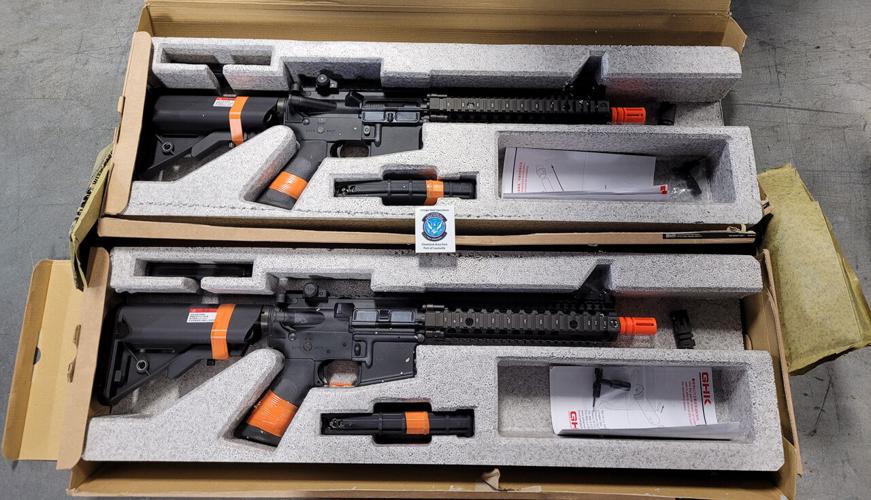 Airsoft rifles seized by feds at UPS Worldport in Louisville in March 2023