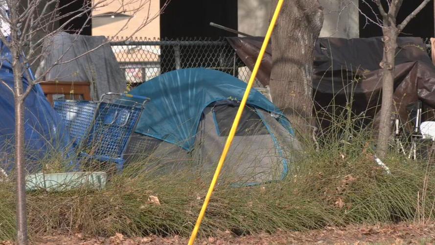 Homeless camp in downtown Louisville