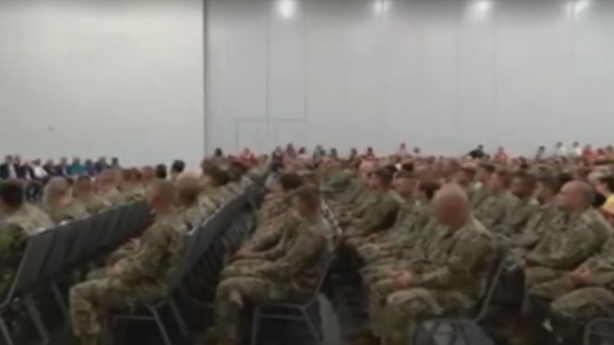 Troops at deployment ceremony for the 206th Engineer Battalion of the Kentucky National Guard