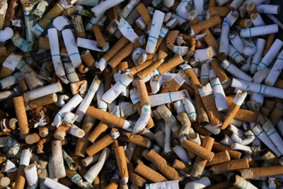 Pile of cigarette butts