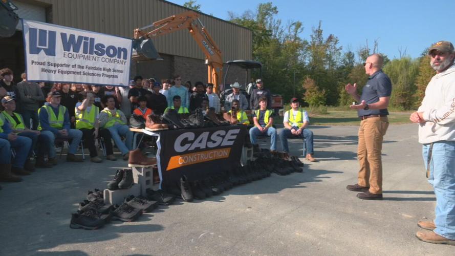 Case Construction donates boots to Fairdale High's vocational school